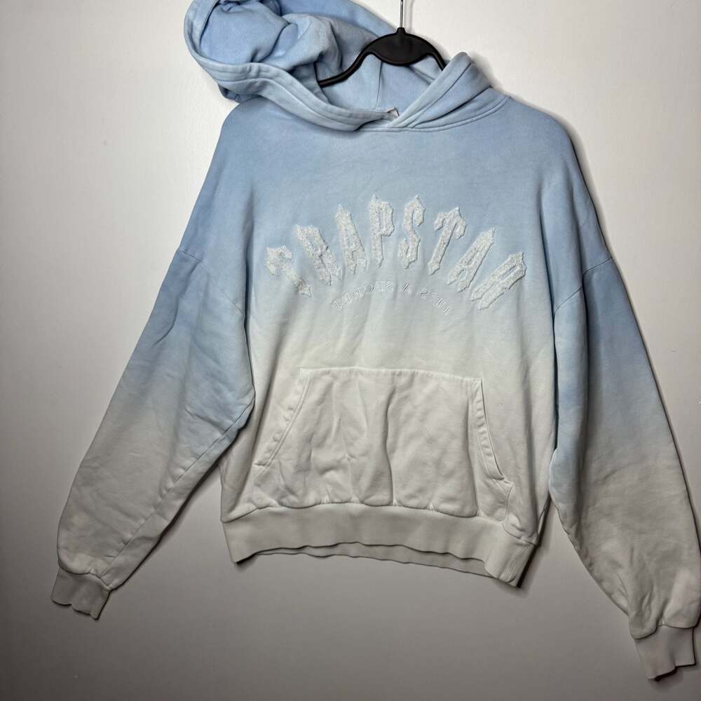 Trapstar Cashmere White Blue Chenille Arch Hoodie Size Small